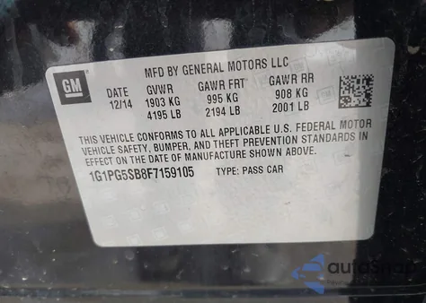 2015 Chevrolet Cruze Ltz z USA, uszkodzony, nr VIN 1G1PG5SB8F7159105